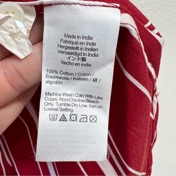 Madewell Oversized Button-Up Shirt in Poplin in Cherry Red Size Medium NWT - Picture 12 of 15